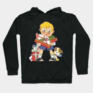 Vintage Christmas, Boy with Presents Hoodie